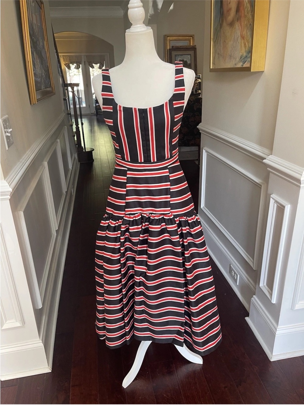 ALICE & OLIVIA DIANA TEAKWOOD STRIPE STRUCTURED MIDI DRESS NWT $660 Sz 4 - Picture 6 of 15